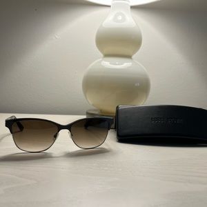 Bobbi Brown black and silver metal sunglasses with brown gradient tint.